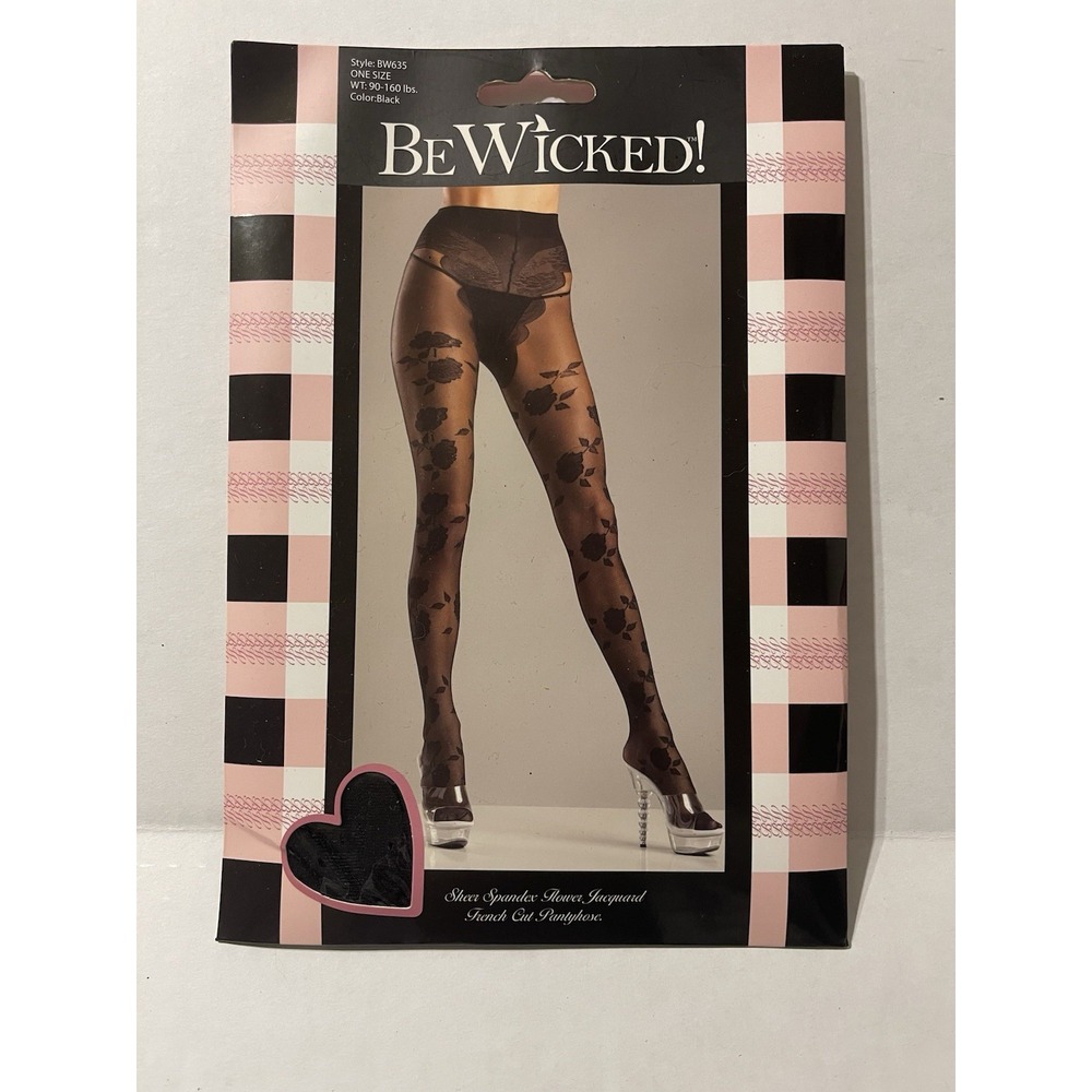 BeWicked Go Fish Black Fishnet Crotchless Pantyhose O/S NEW